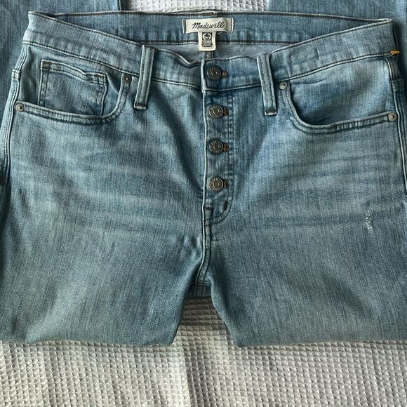 Madewell High Rise High Waist  Light Rinse Button Front  Skinny Jeans sz 31 - Picture 6 of 13